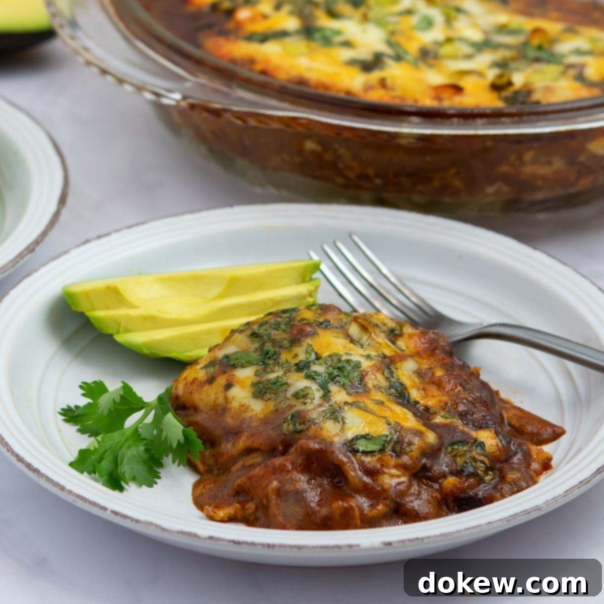 Simple Stacked Chicken Enchilada Casserole 1 featured 36709