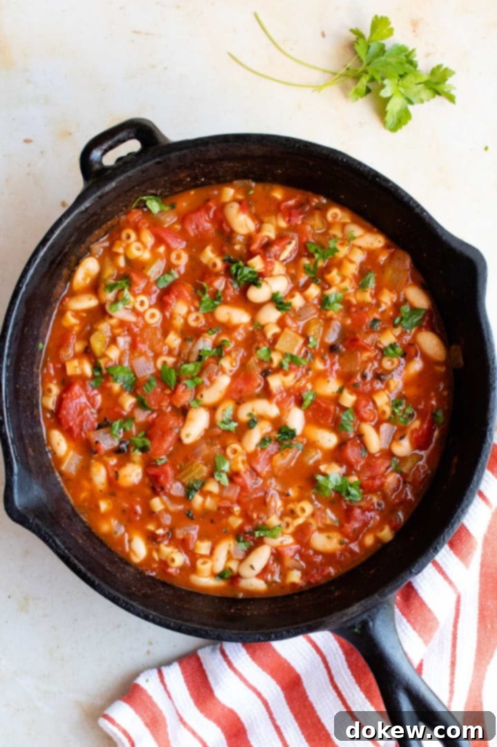 Pasta e Fagioli Pasta e Fagioli in a cast iron skillet