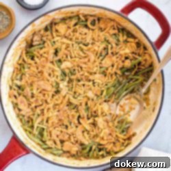 Savory Green Bean and Mushroom Bake 3 Fresh Green Bean Casserole in a skillet