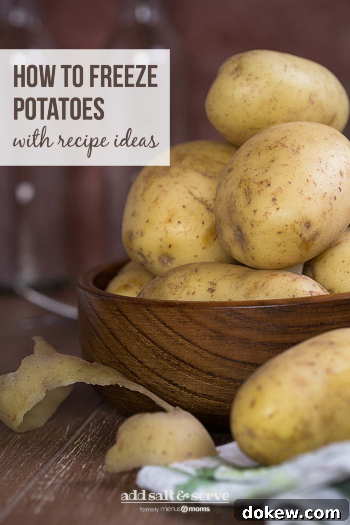 how-to-freeze-potatoes-pin-4-min raw potatoes with text How to freeze potatoes with recipe ideas