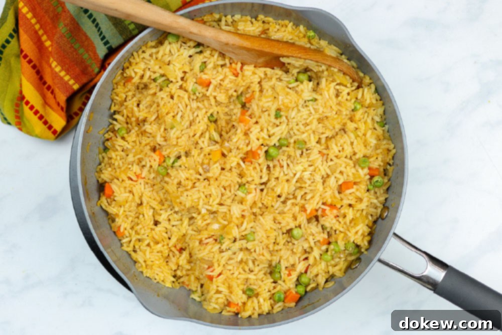 Fiesta Rice with Fresh Vegetables 8 Restaurant Style Mexican Rice in a skillet