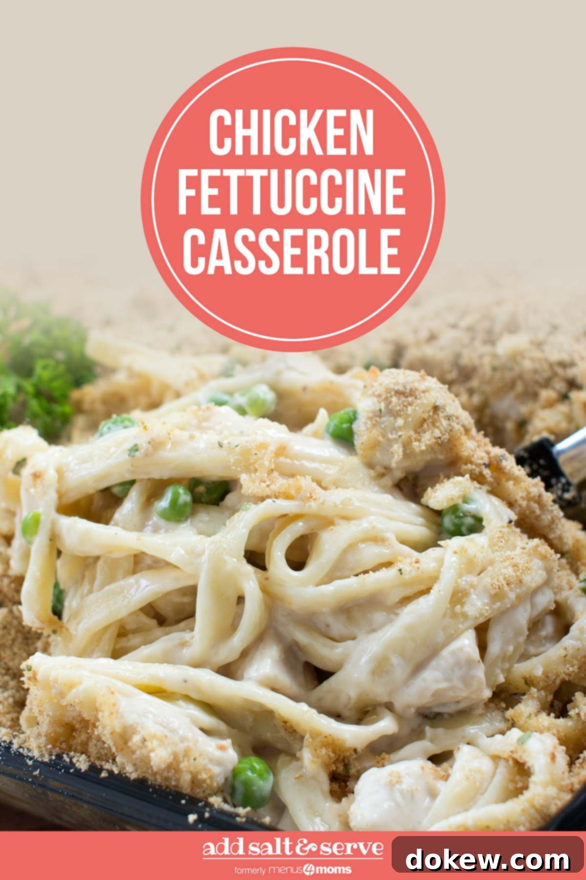 Quick & Creamy Chicken Fettuccine Bake 4 Chicken Fettuccine Casserole Pin