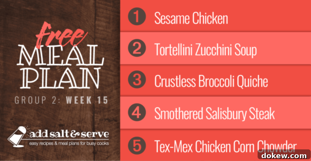 Week Fifteen Menu for Group Two 2 List of meals in Week 15 (Group 2) Meal Plan