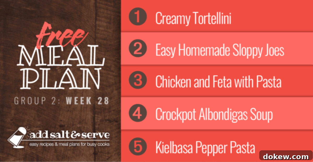 List of recipes in Week 28 meal plan