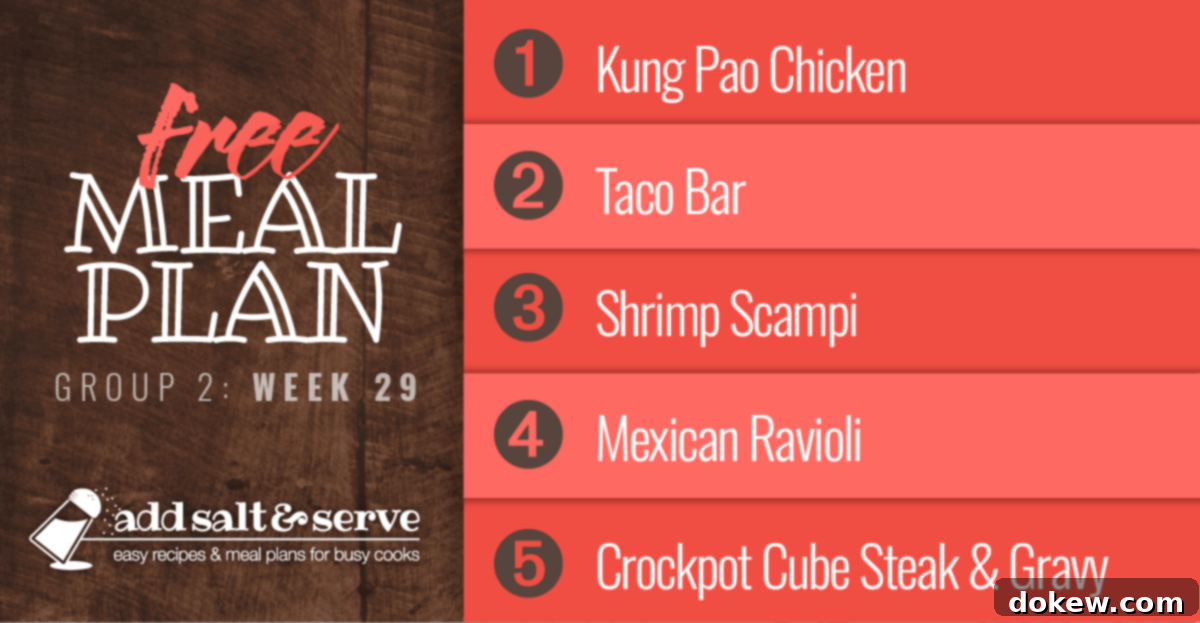 Visual summary of the Week 29 meal plan, featuring a selection of delicious dinner recipes for the week ahead.
