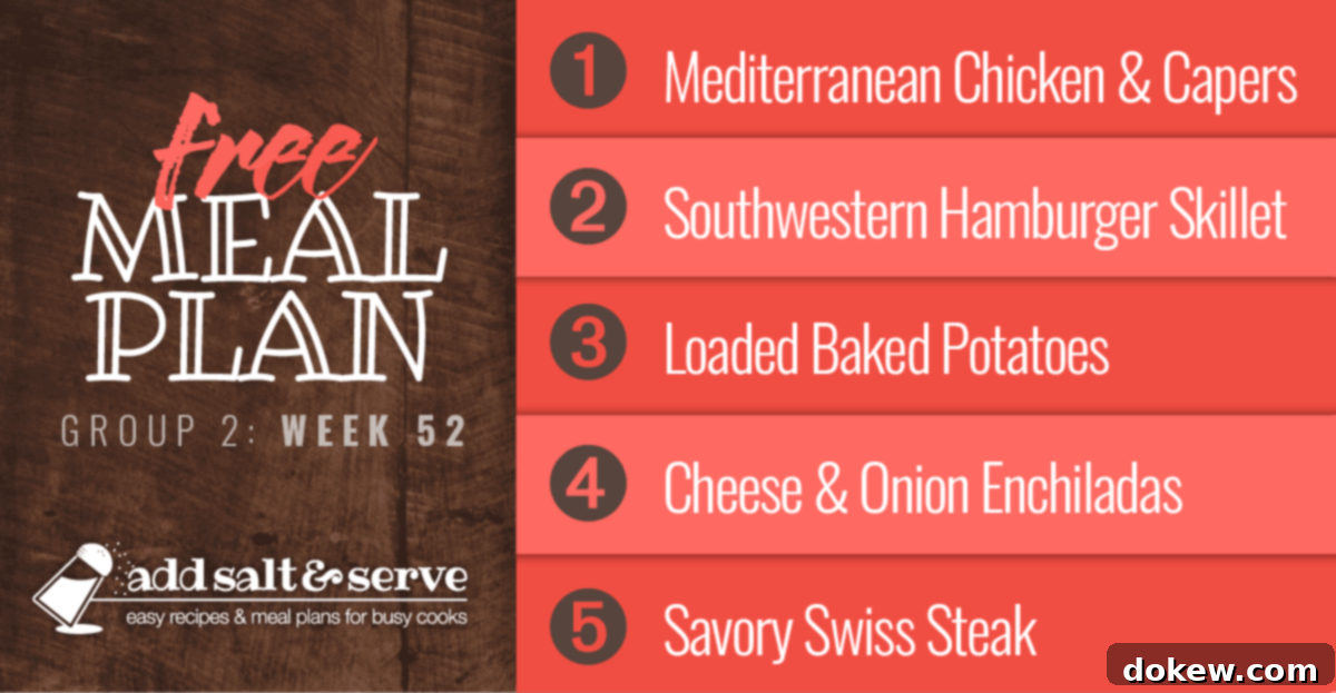List of recipes in Meal Plan Week 52 (Group 2).