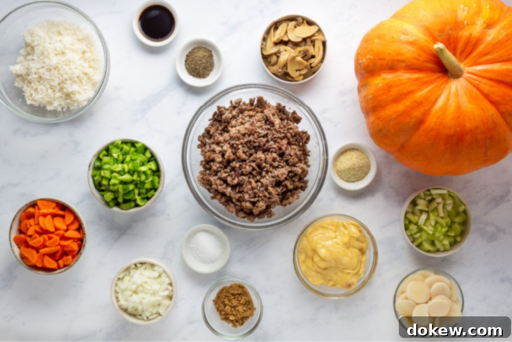 The Great Pumpkin Supper 3 Fresh ingredients laid out for preparing dinner in a pumpkin