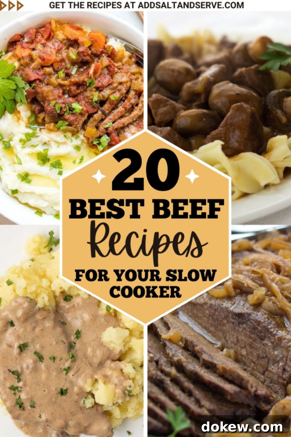 Over 20 Delicious Beef Slow Cooker Recipes 2 4 photos of crockpot meals with text 20 best beef recipes for your slow cooker