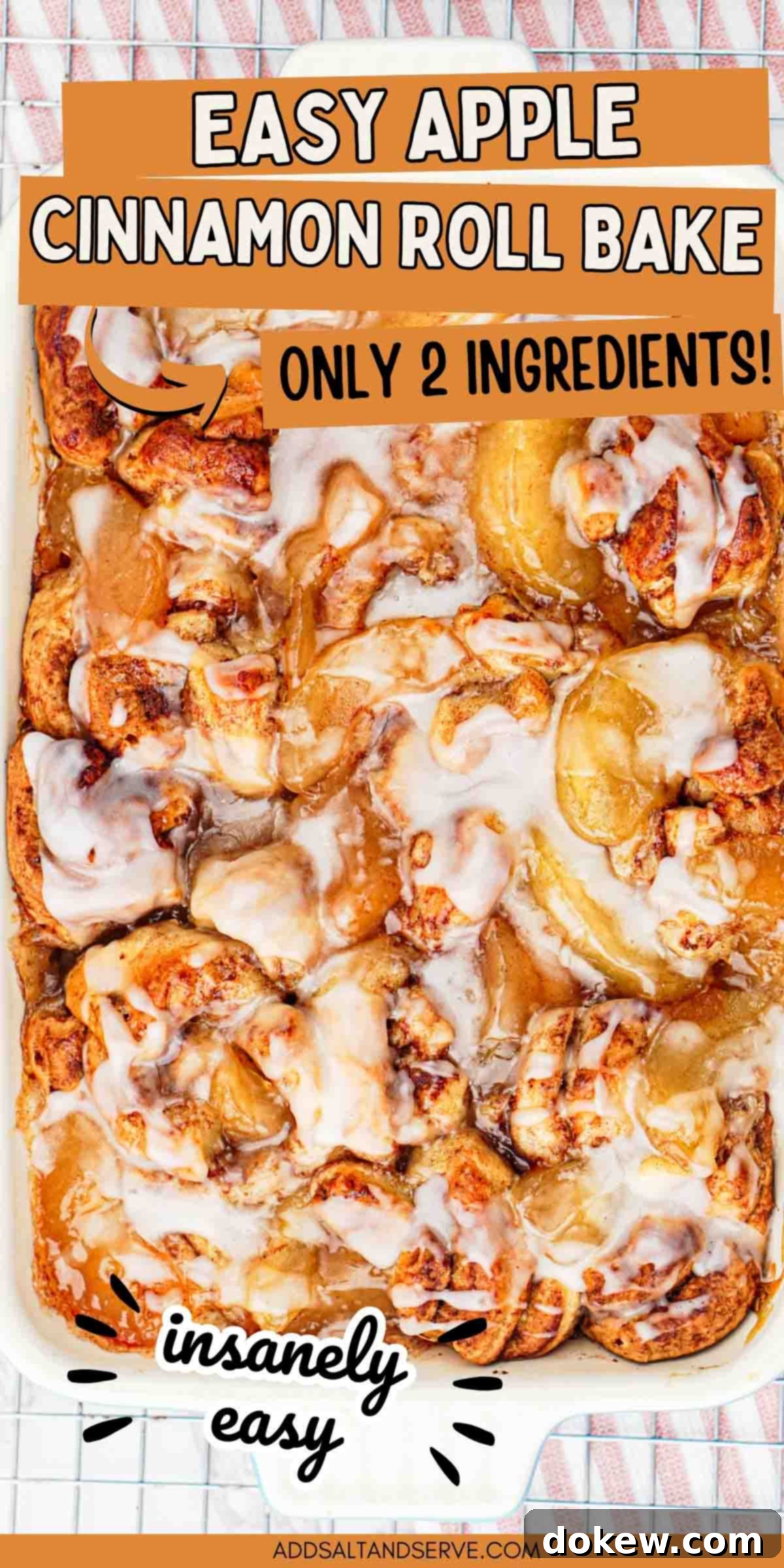 Simple Two-Ingredient Apple Cinnamon Delight 7 A beautifully plated slice of Apple Cinnamon Roll Bake, highlighting its irresistible layers of cinnamon rolls and spiced apples, finished with a luscious glaze. A truly simple yet impressive dessert made with only 2 ingredients!