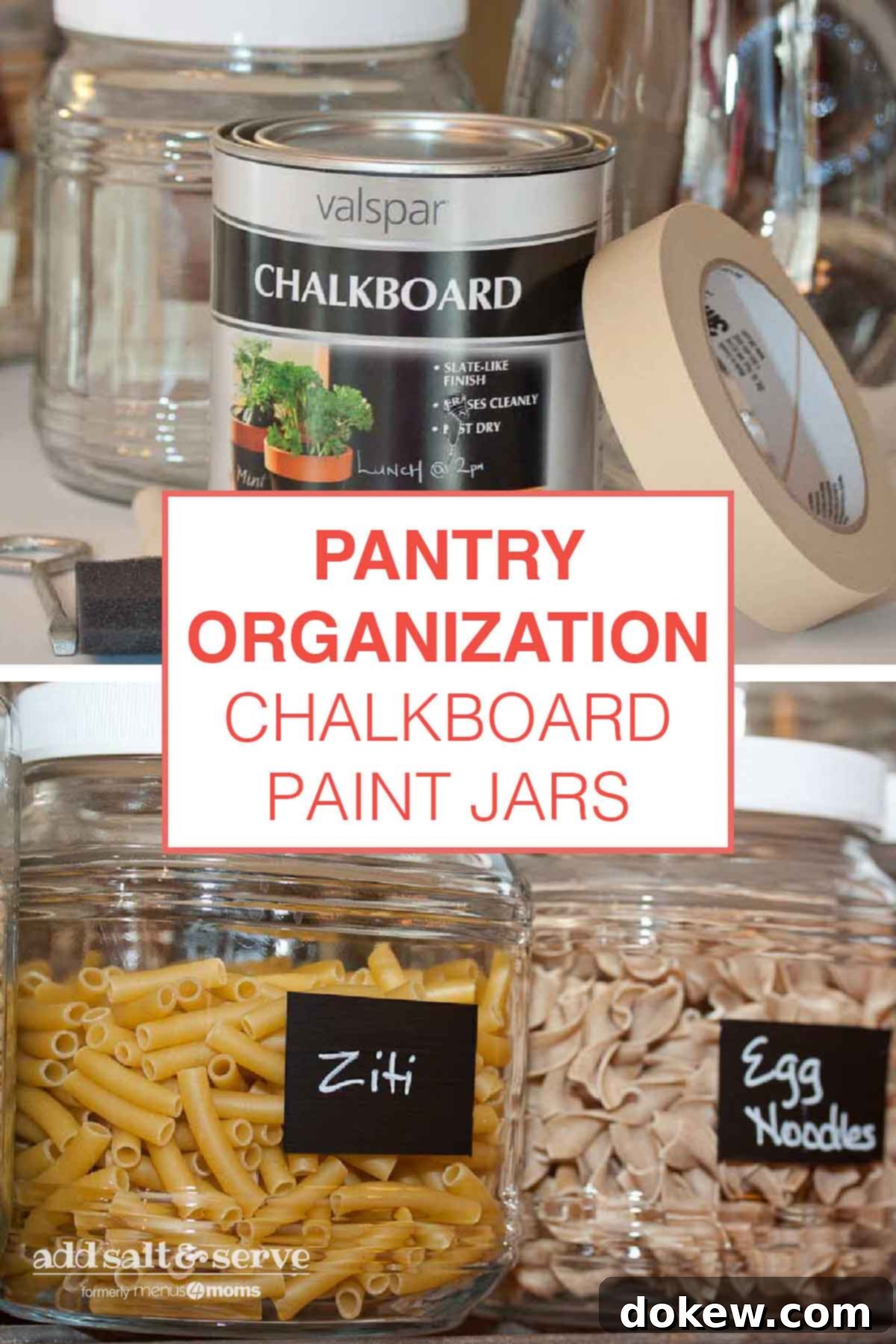 Chalkboard Jar Labels: Quick & Stylish DIY 4 Collection of glass jars meticulously painted with chalkboard labels and clearly marked with chalkboard markers