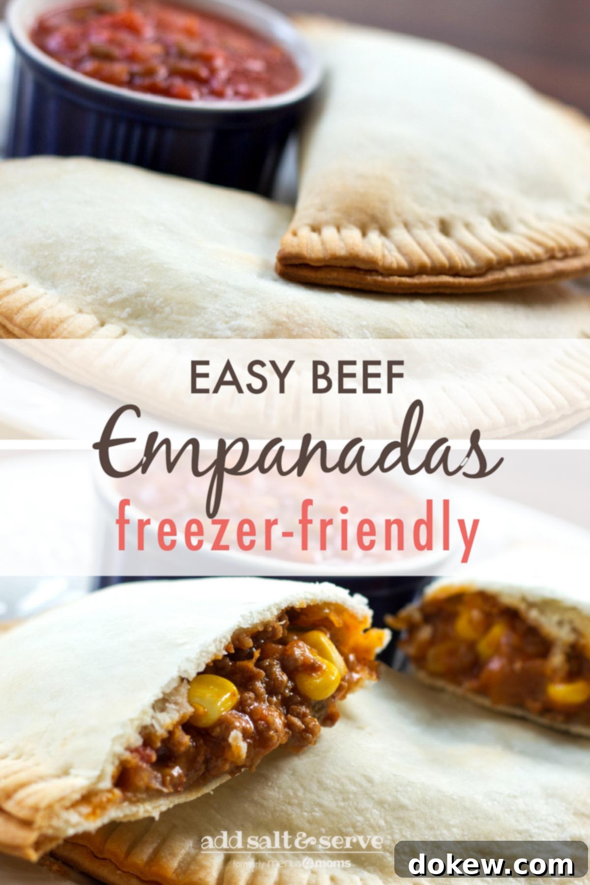 Make-Ahead Baked Beef Empanadas 4 Corn and ground beef empanadas with salsa