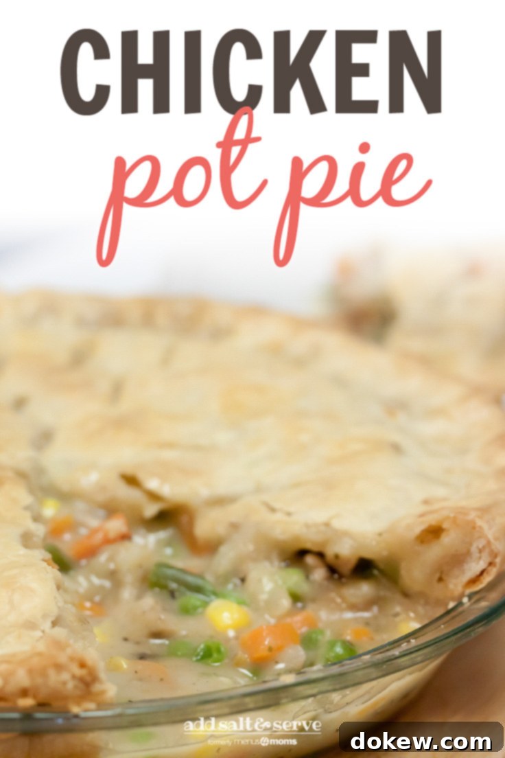 Ultimate Chicken Pot Pie 4 Chicken Pot Pie with text Chicken Pot Pie - Add Salt & Serve logo