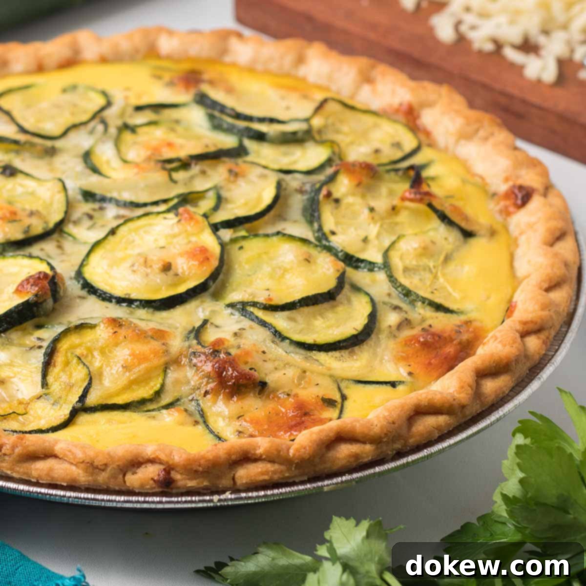 Golden Cheesy Zucchini Quiche 2 Baked zucchini quiche.